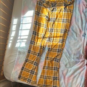 Yellow Plaid Flare Pants